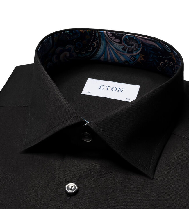 Slim Fit Black Signature Shirt with Trim