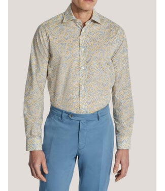 JACK VICTOR Modern Fit Yellow Blue Floral Shirt