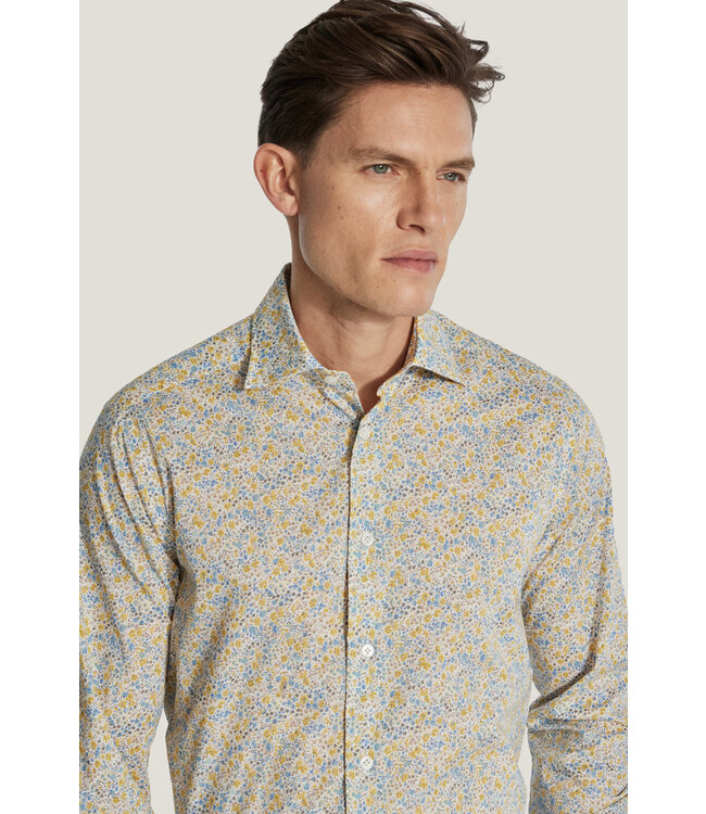 Modern Fit Yellow Blue Floral Shirt