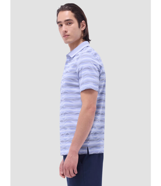 Blue Grey Striped Polo