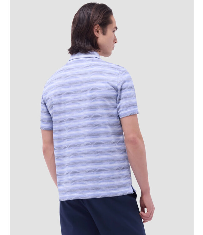 Blue Grey Striped Polo