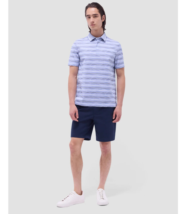 Blue Grey Striped Polo