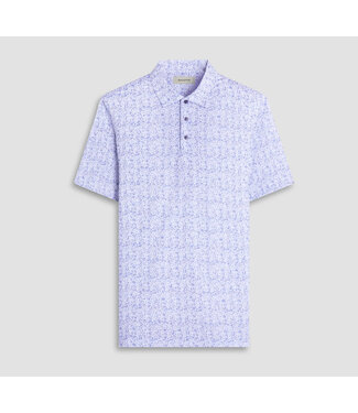 BUGATCHI Grey Blue Print Polo