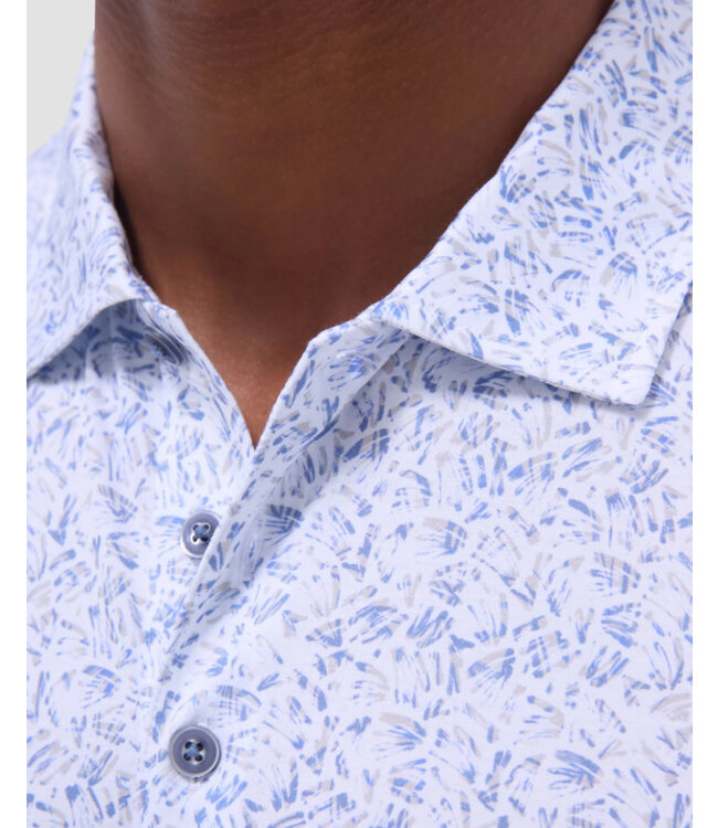 Grey Blue Print Polo