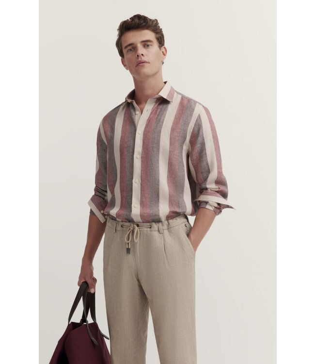 Modern Fit Brown Red Stripe Shirt