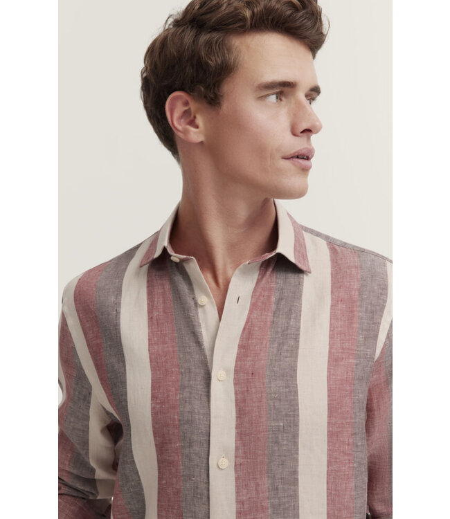 Modern Fit Brown Red Stripe Shirt