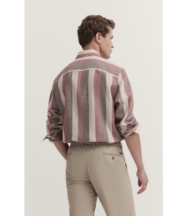 Modern Fit Brown Red Stripe Shirt