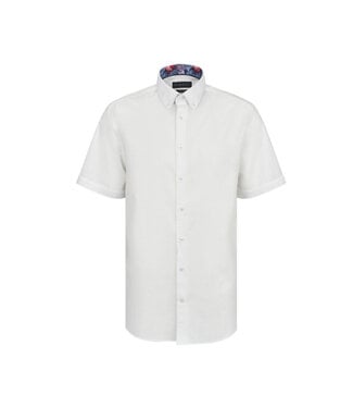 BUGATTI Modern Fit White Floral Trim Shirt