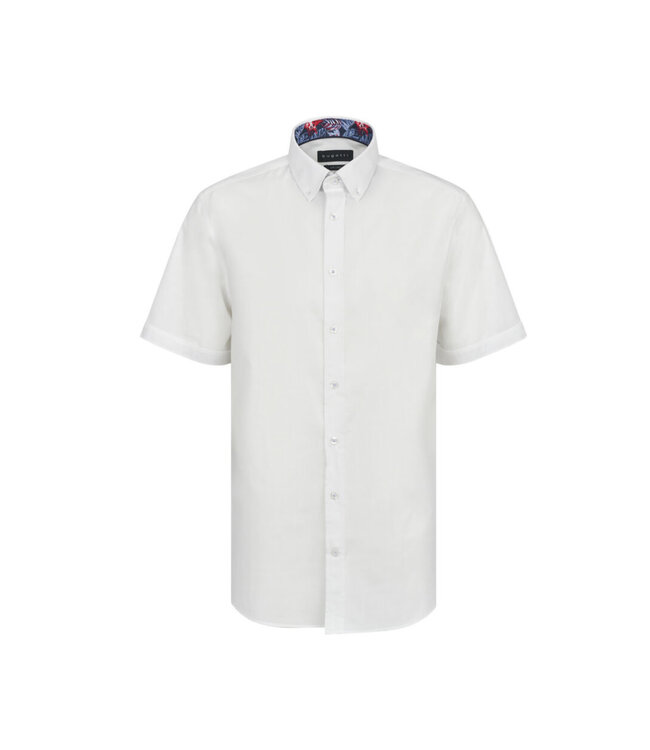 Modern Fit White Floral Trim Shirt