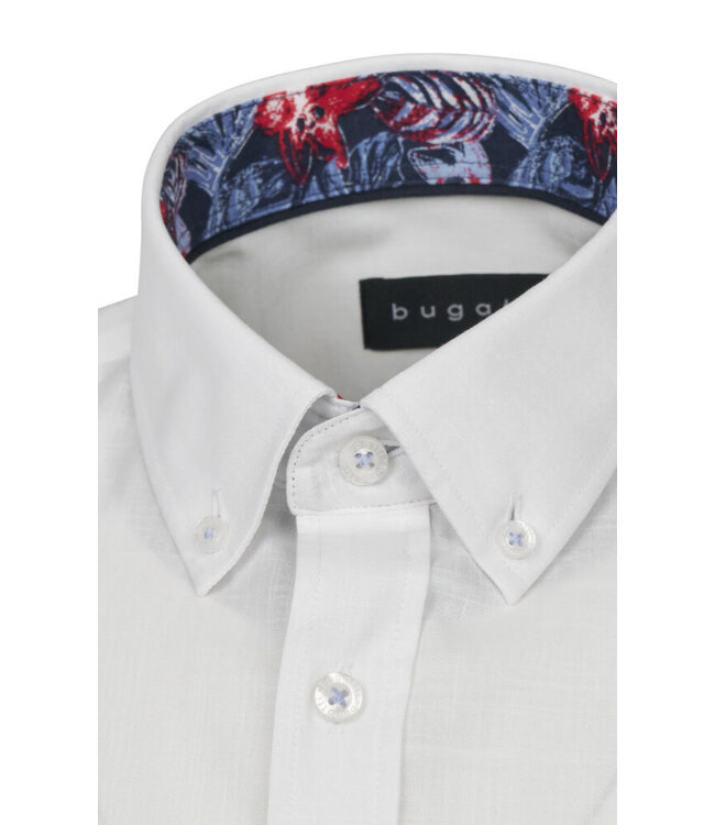 Modern Fit White Floral Trim Shirt