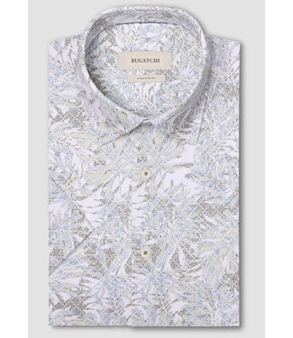 BUGATCHI Modern Fit Olive Floral Shirt