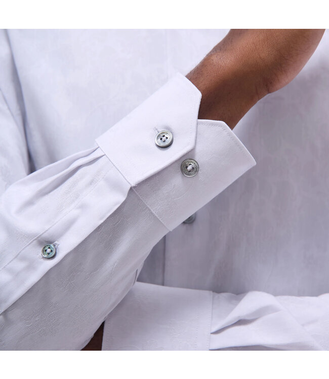 Modern Fit White Printed Shirt