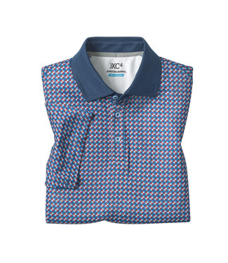 JOHNSTON & MURPHY Navy/Red Print Polo