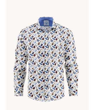 A FISH NAMED FRED Modern Fit White Guitar Shirt