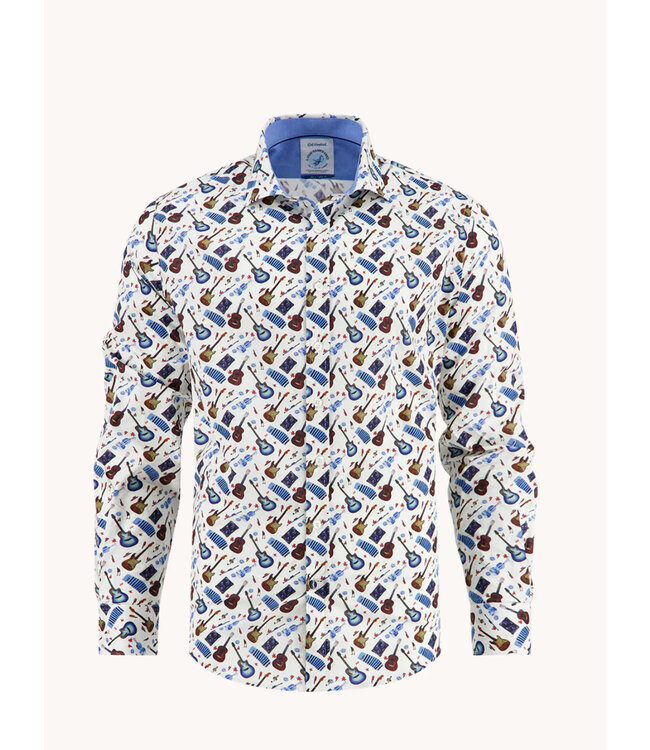 Modern Fit White Guitar Shirt