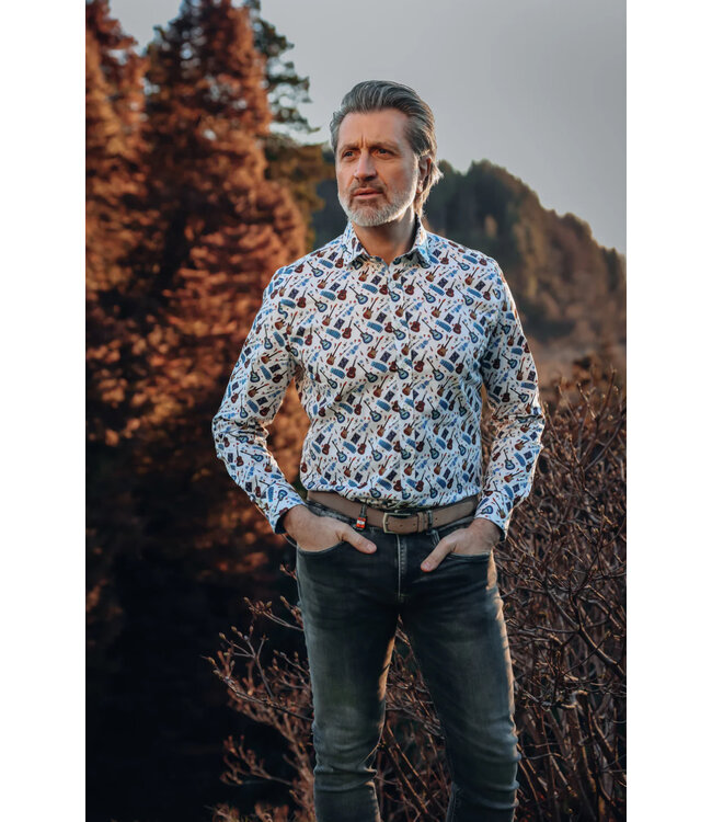 Modern Fit White Guitar Shirt