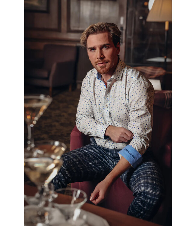 Modern Fit Blue Sketch Shirt