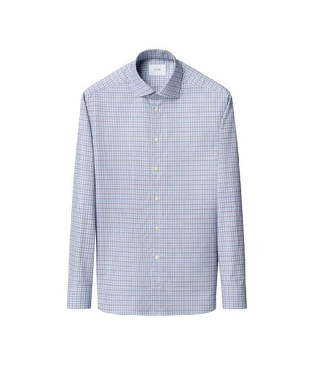 Modern Fit Blue Tan Gingham Shirt
