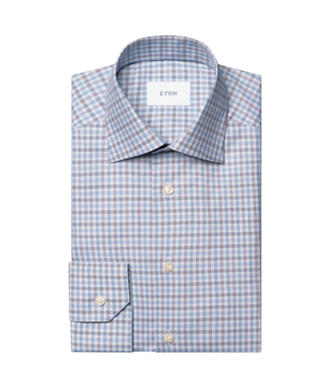Modern Fit Blue Tan Gingham Shirt