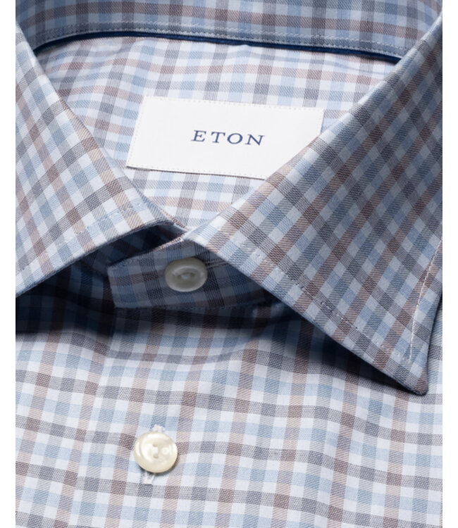 Modern Fit Blue Tan Gingham Shirt