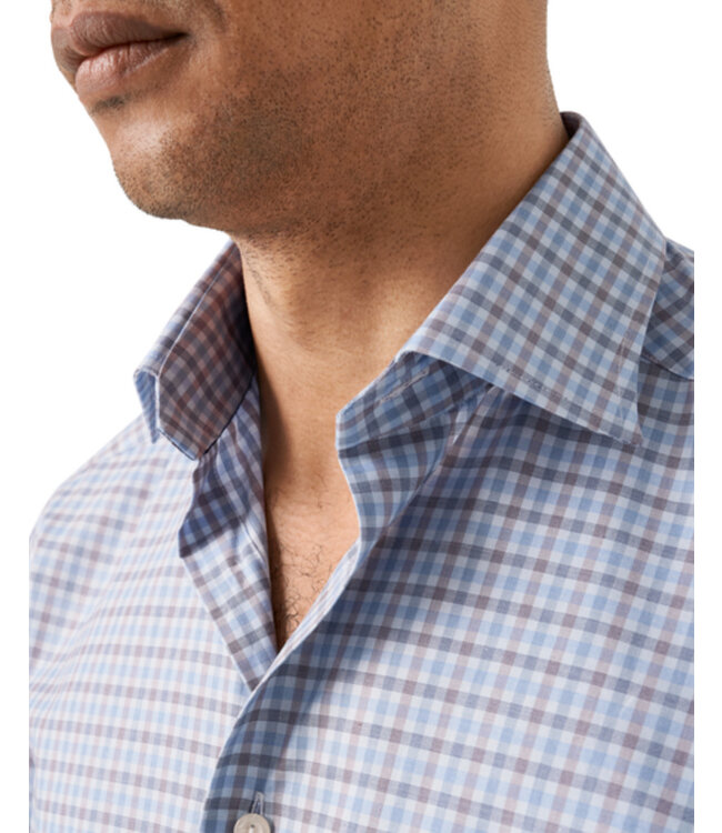 Modern Fit Blue Tan Gingham Shirt