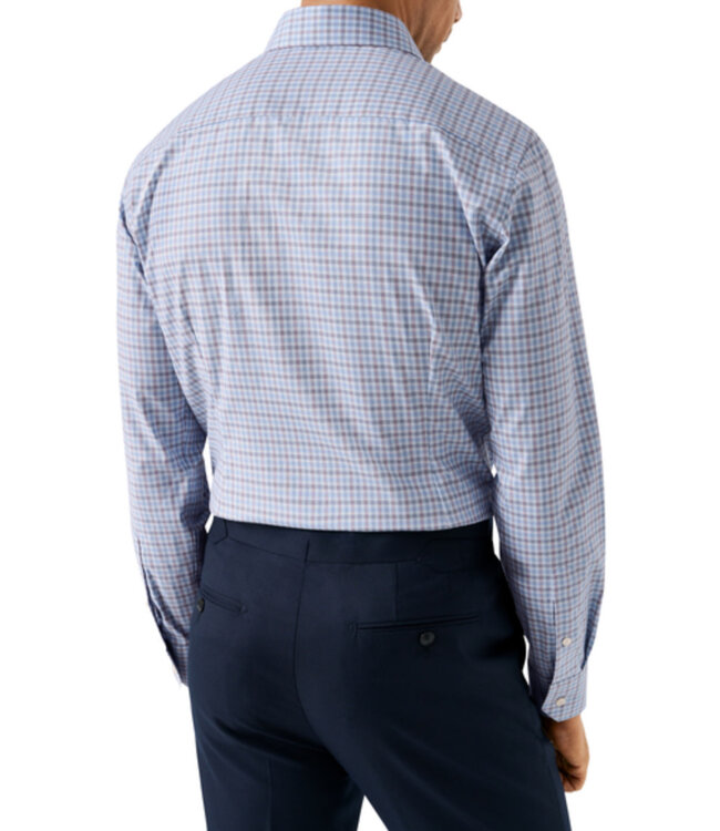 Modern Fit Blue Tan Gingham Shirt