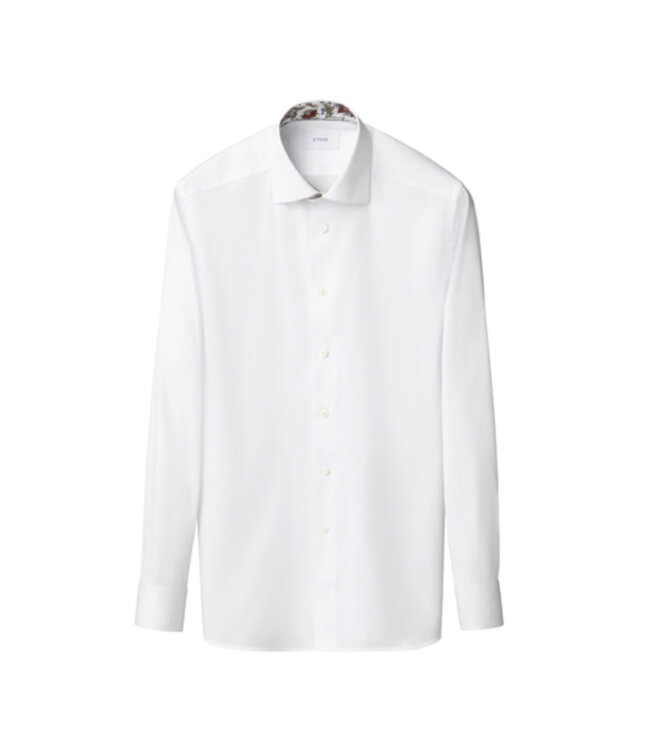 Slim Fit White with Floral Trim Shirt