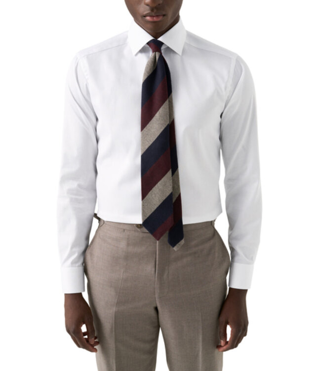 Slim Fit White with Floral Trim Shirt