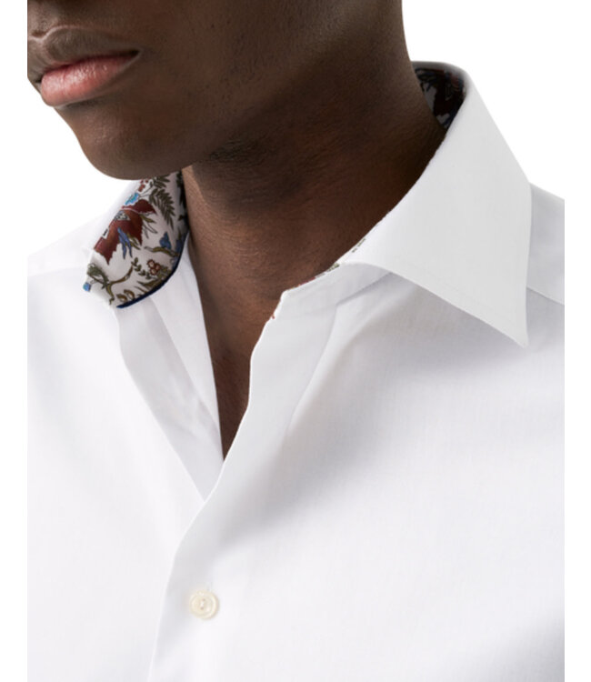 Slim Fit White with Floral Trim Shirt