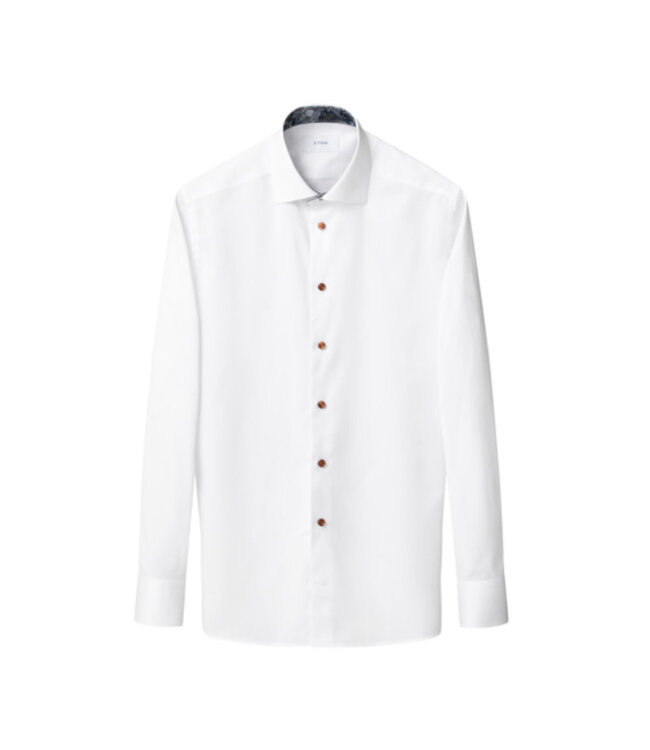 Modern Fit White with Tan Button Shirt