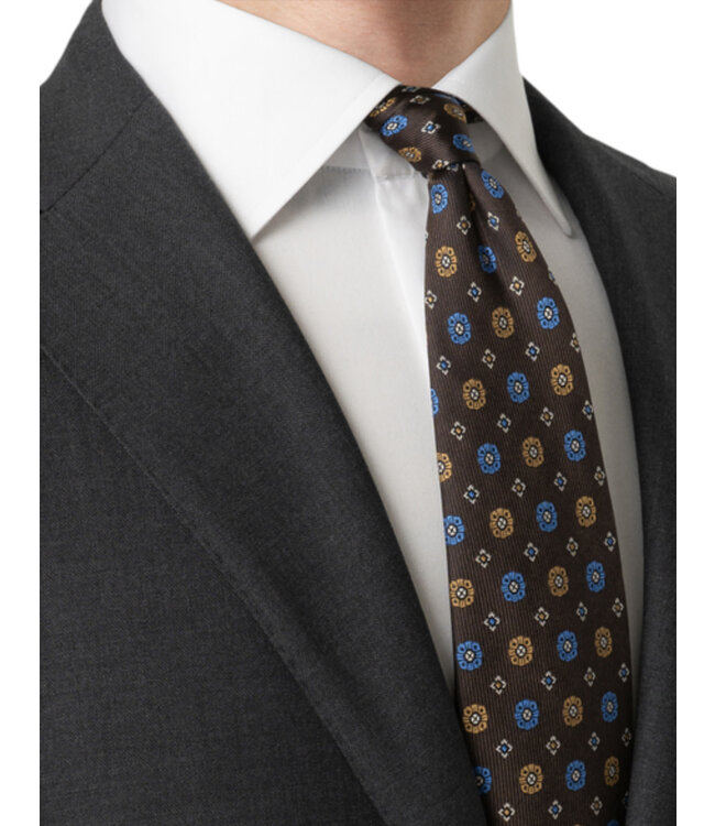 Brown with Blue Gold Medallion Tie