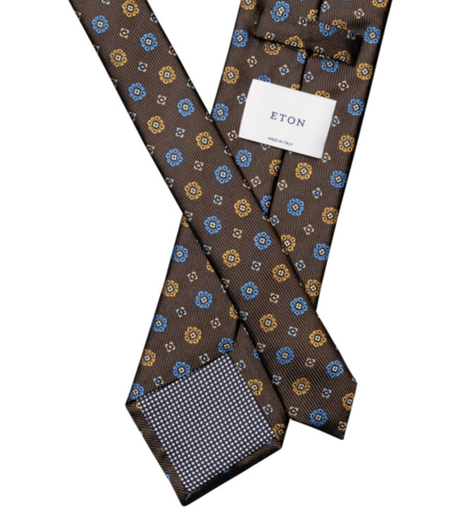 Brown with Blue Gold Medallion Tie