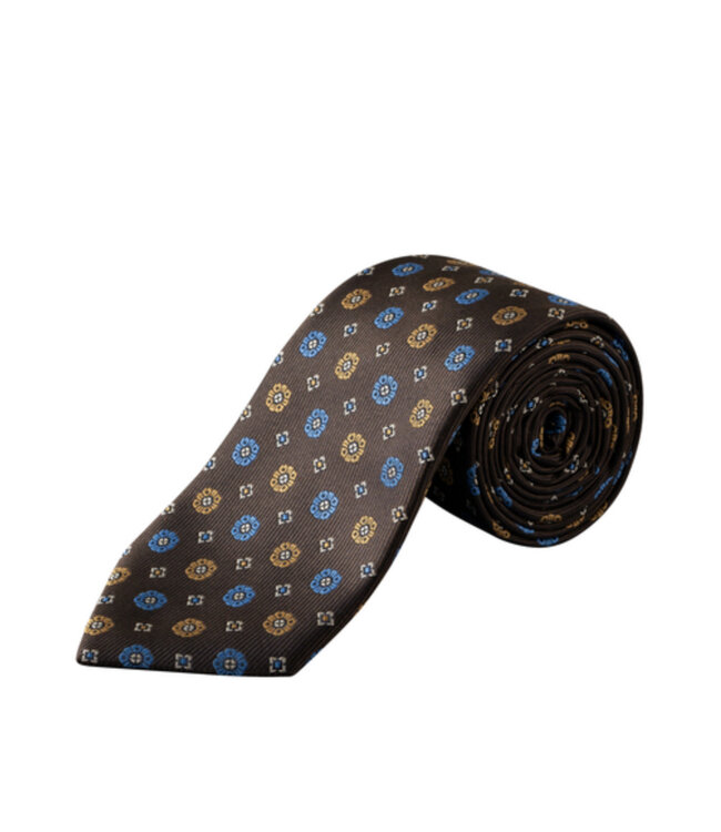 Brown with Blue Gold Medallion Tie