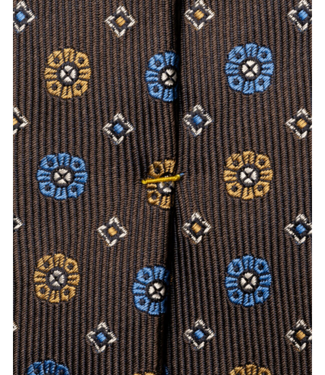 Brown with Blue Gold Medallion Tie