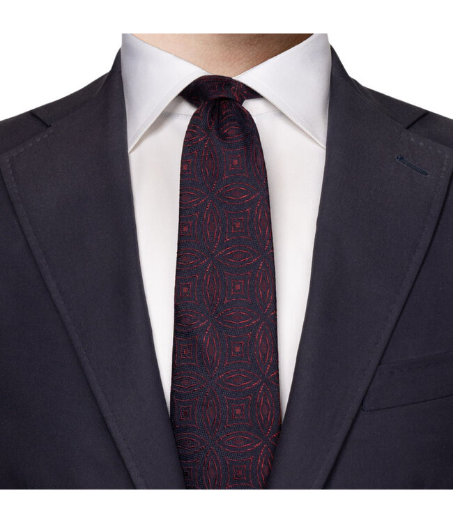 Navy Red Geometric Tie