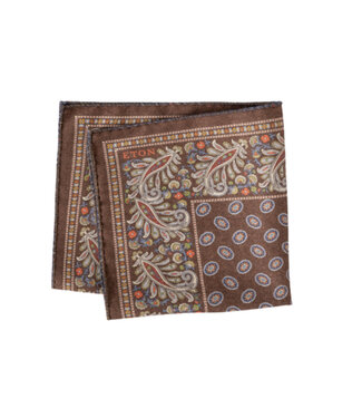 ETON Brown Medallion Print Pocket Square