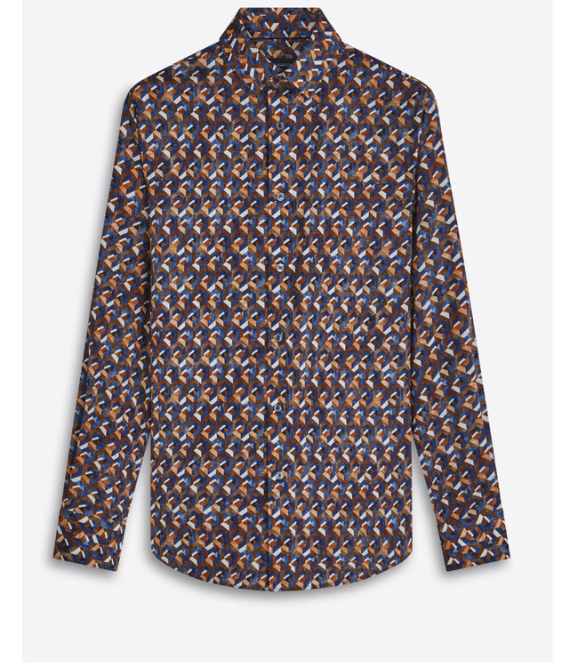 Modern Fit Night Blue 3D Pattern Shirt
