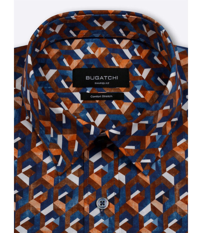 Modern Fit Night Blue 3D Pattern Shirt