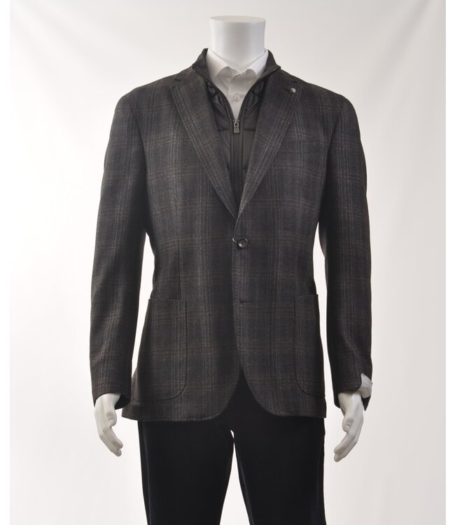 Modern Fit Brown Plaid Bibbed Sport Coat