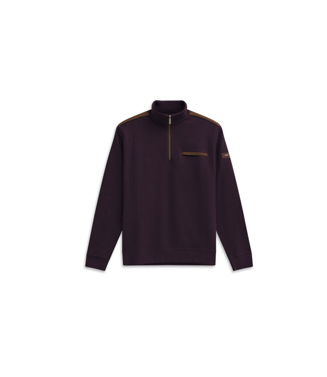 Burgundy Tan Trim 1/4 Zip