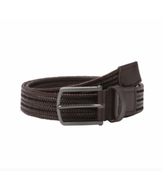 BUGATTI Brown Leather Woven Belt
