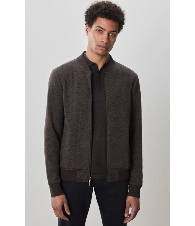 Brown Stefanos Herringbone Full Zip