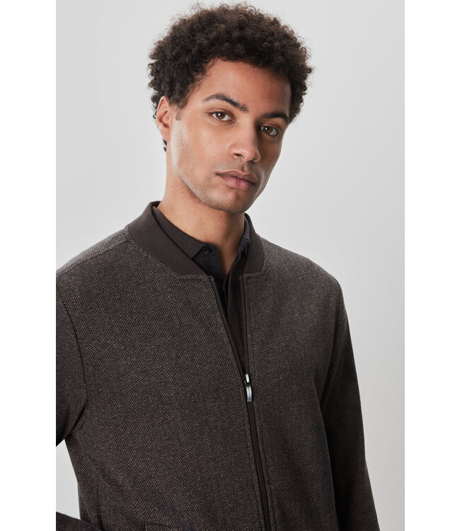 Brown Stefanos Herringbone Full Zip