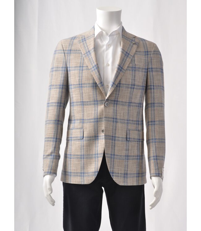 Modern Fit Sand Blue Window Pane Sport Coat