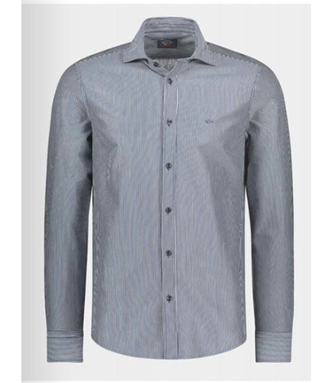 Modern Fit Navy Tight Striped Shirt