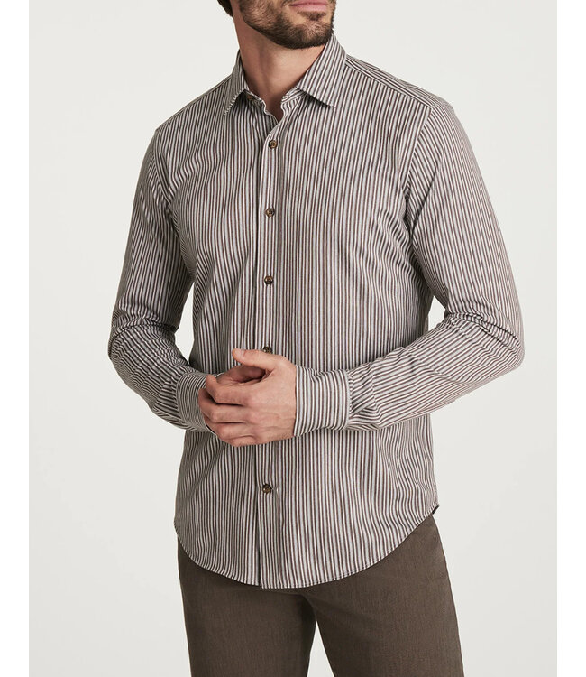 Modern Fit Brown Striped Shirt