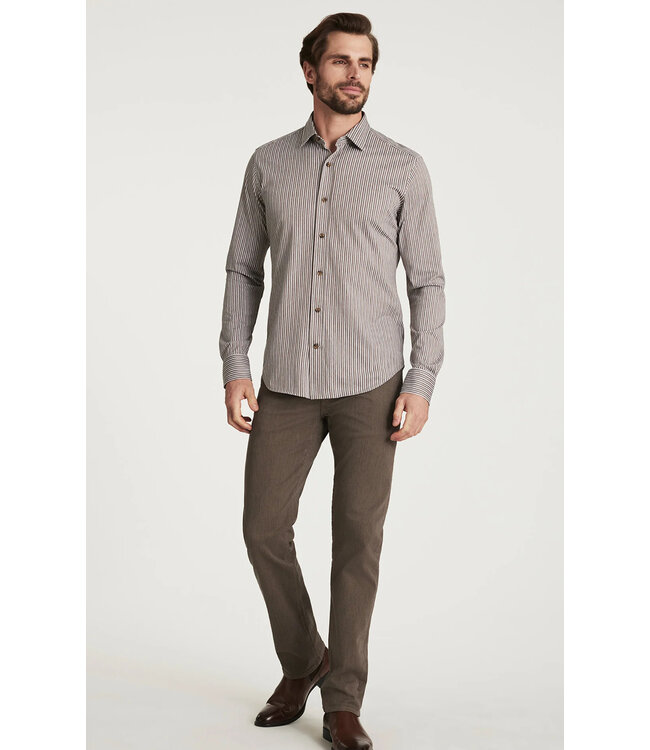 Modern Fit Brown Striped Shirt