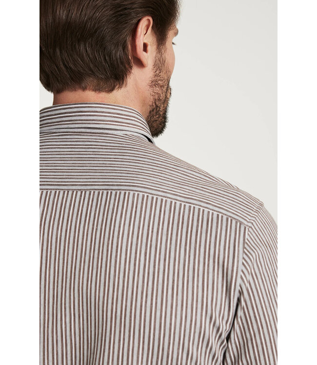 Modern Fit Brown Striped Shirt