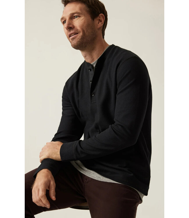 Black 3 Button Henley