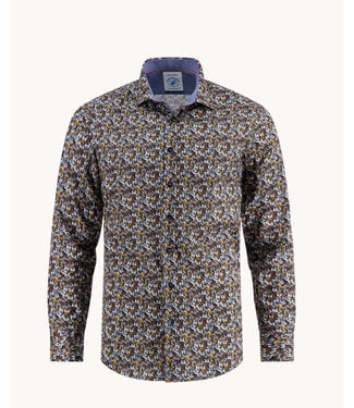 A FISH NAMED FRED Modern Fit Mustard Tumbling Glasses Shirt